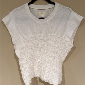 Maeve Anthropologie Textured White Short Sleeve Top size XL